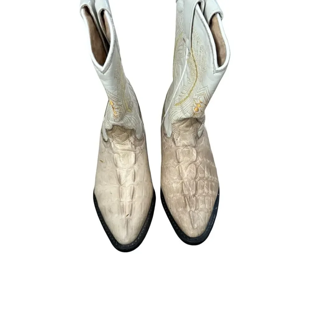 Pastizal Little Boys Size 6.5 Beige Lizzard Embossed Leather Mexico Cowboy Boots